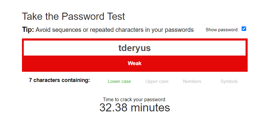 Passwords strength checker